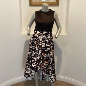 Principessa Bridal Black Printed Hi/Lo Fit & Flare Pleated Dress size 8